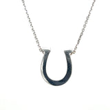 14K White Gold Horseshoe Pendant Necklace Estate