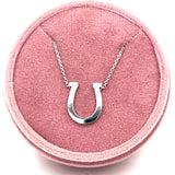 14K White Gold Horseshoe Pendant Necklace Estate
