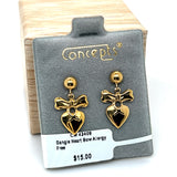 Dangle Heart Bow Allergy Free Earrings