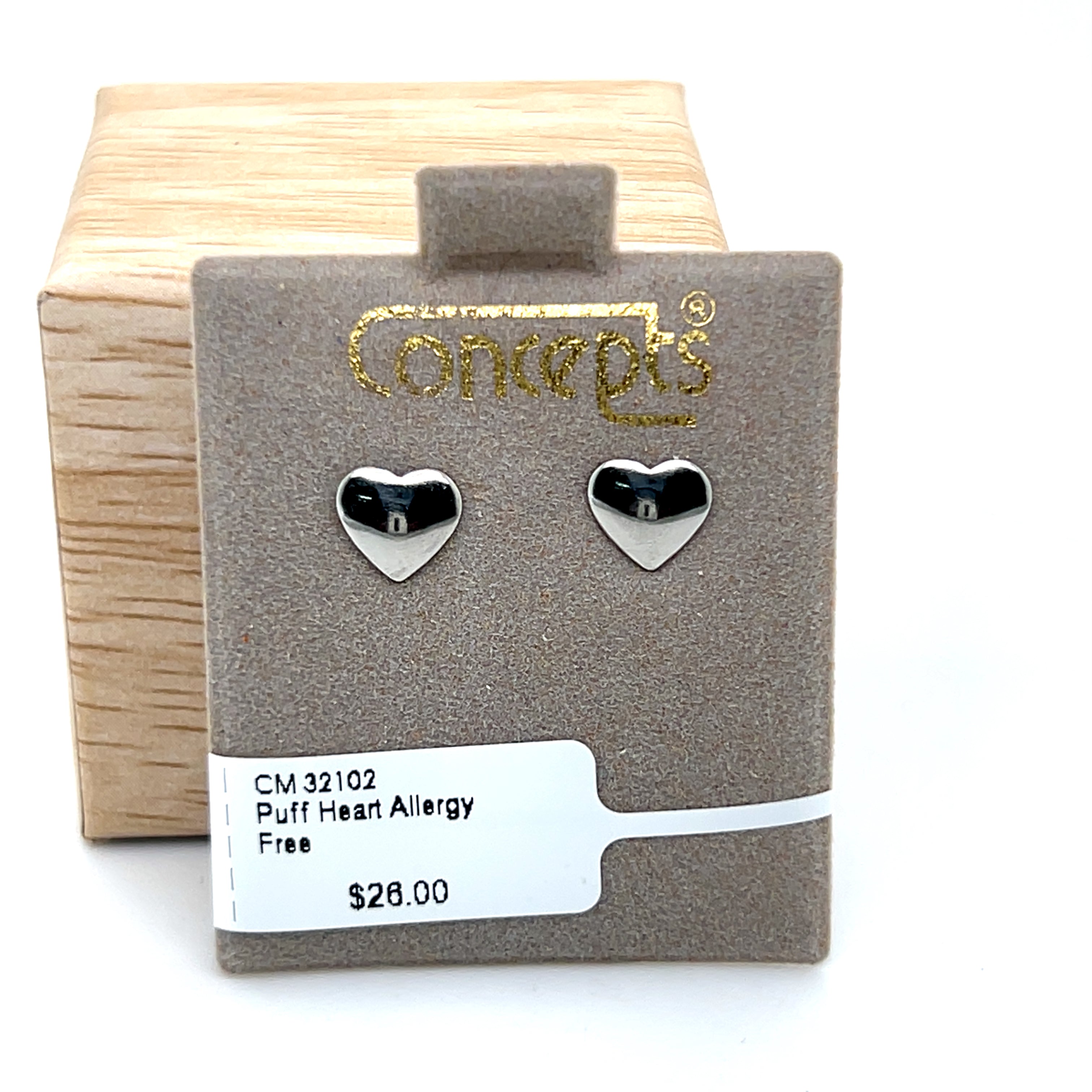 Puff Heart Allergy Free Earrings