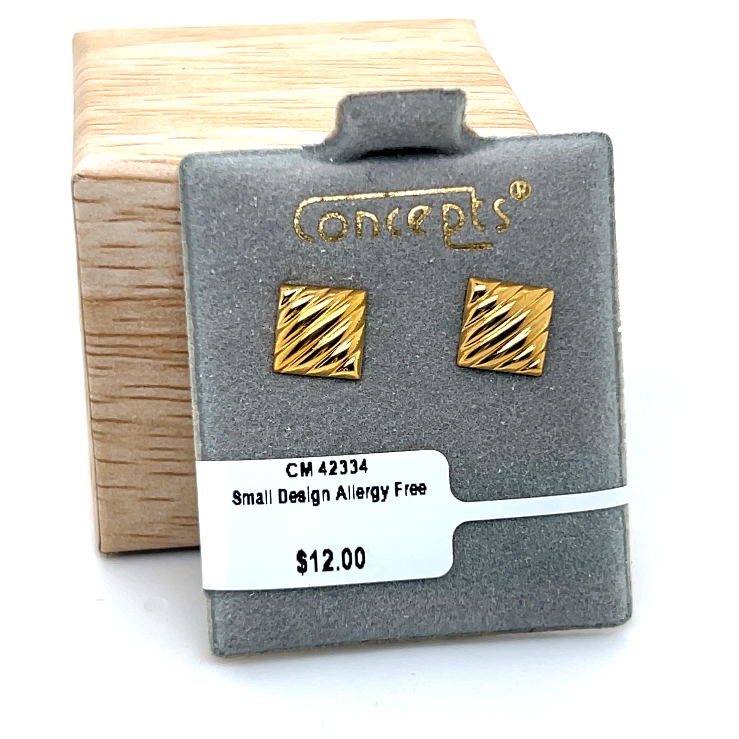 Concepts Gold-Tone ~8x8mm Small Design Allergy Free Earrings