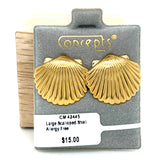 Large Scalloped Shell Allergy Free Earrings.