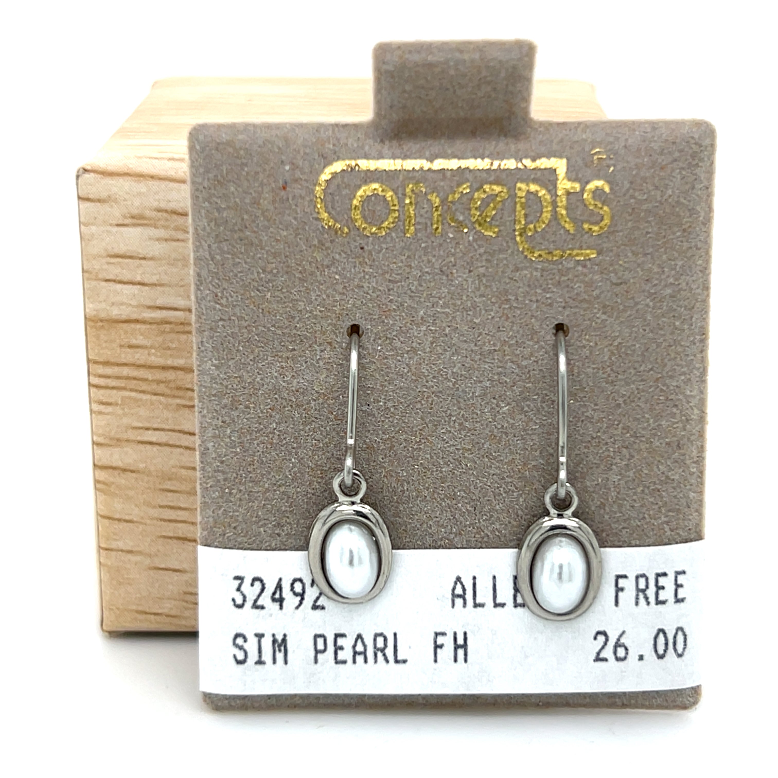 Simulated Pearl Fish Hook Allergy Free Earrings