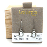 Simulated Pearl Fish Hook Allergy Free Earrings