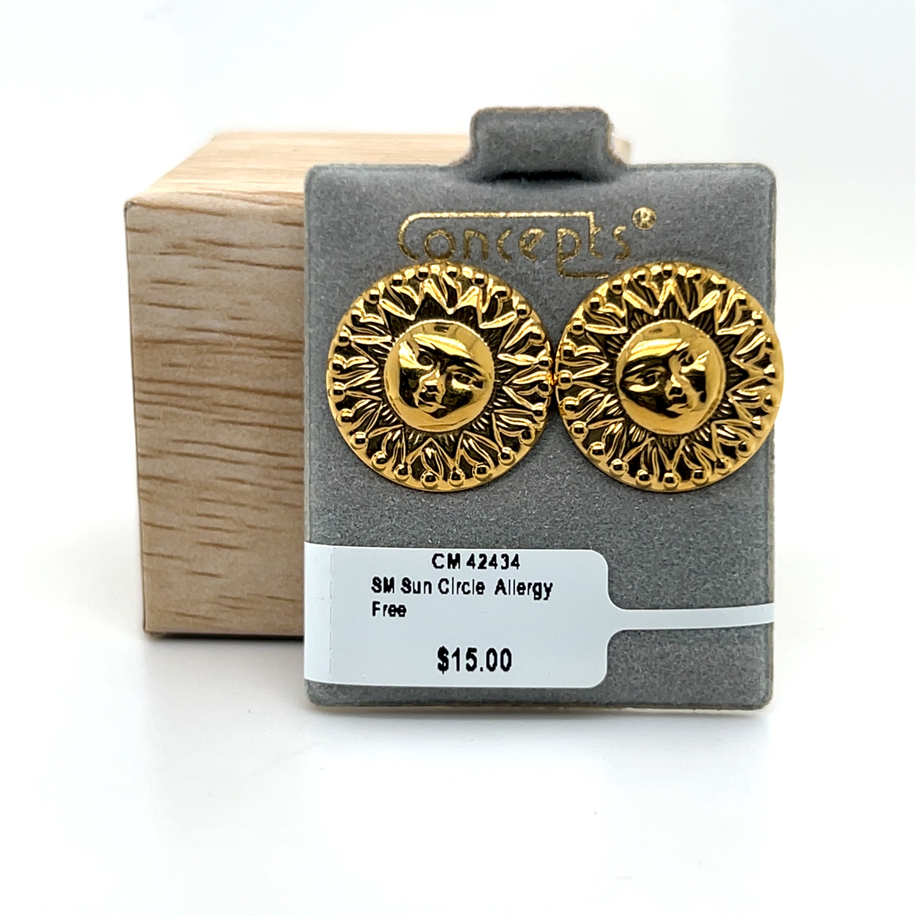Small Sun Circle Allergy Free Earrings