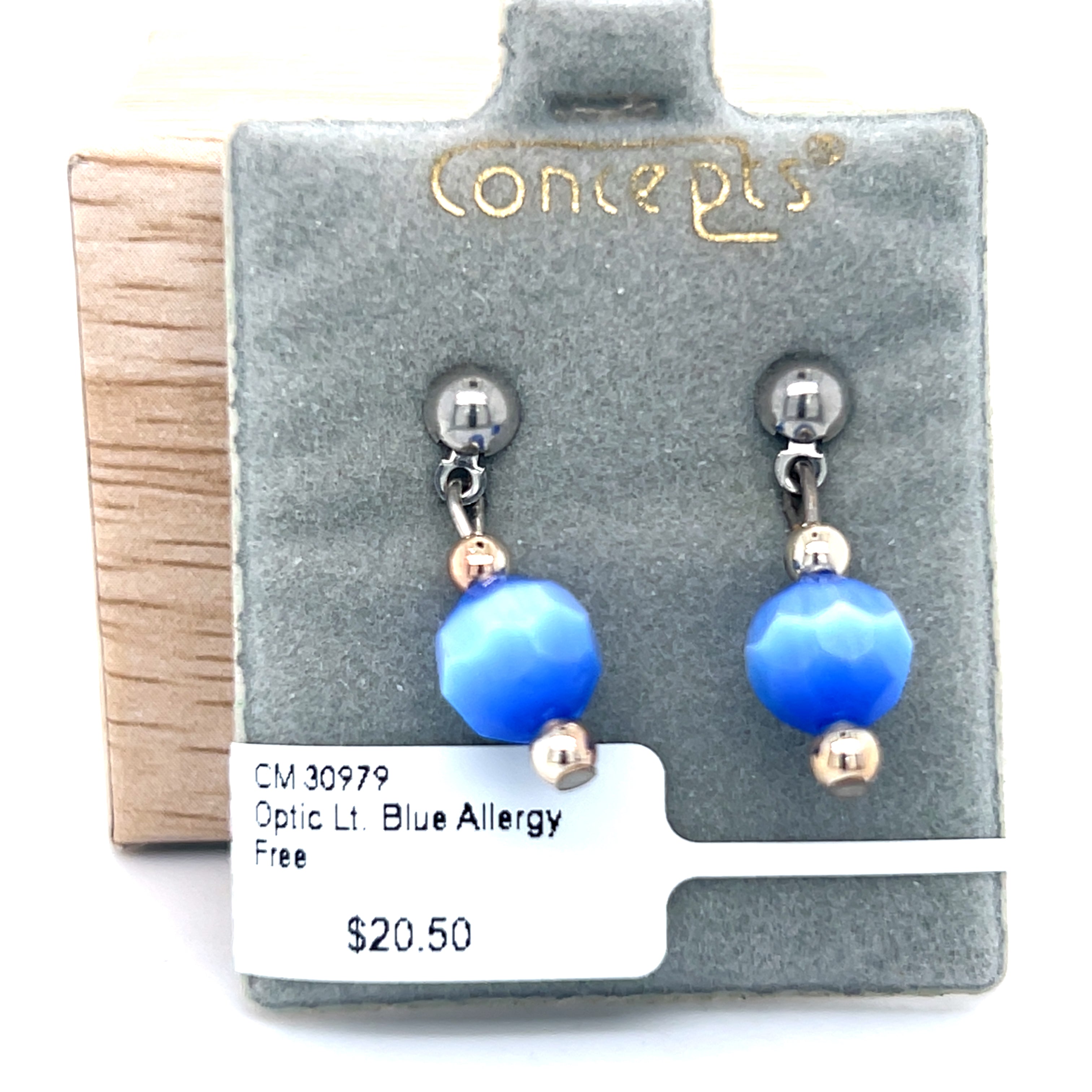 Light Blue Optic Dangle Allergy Free Earrings