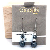 Genuine Hematite Wire Back Allergy Free Earrings