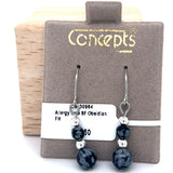 Obsidian Fishhook Allergy Free Earrings