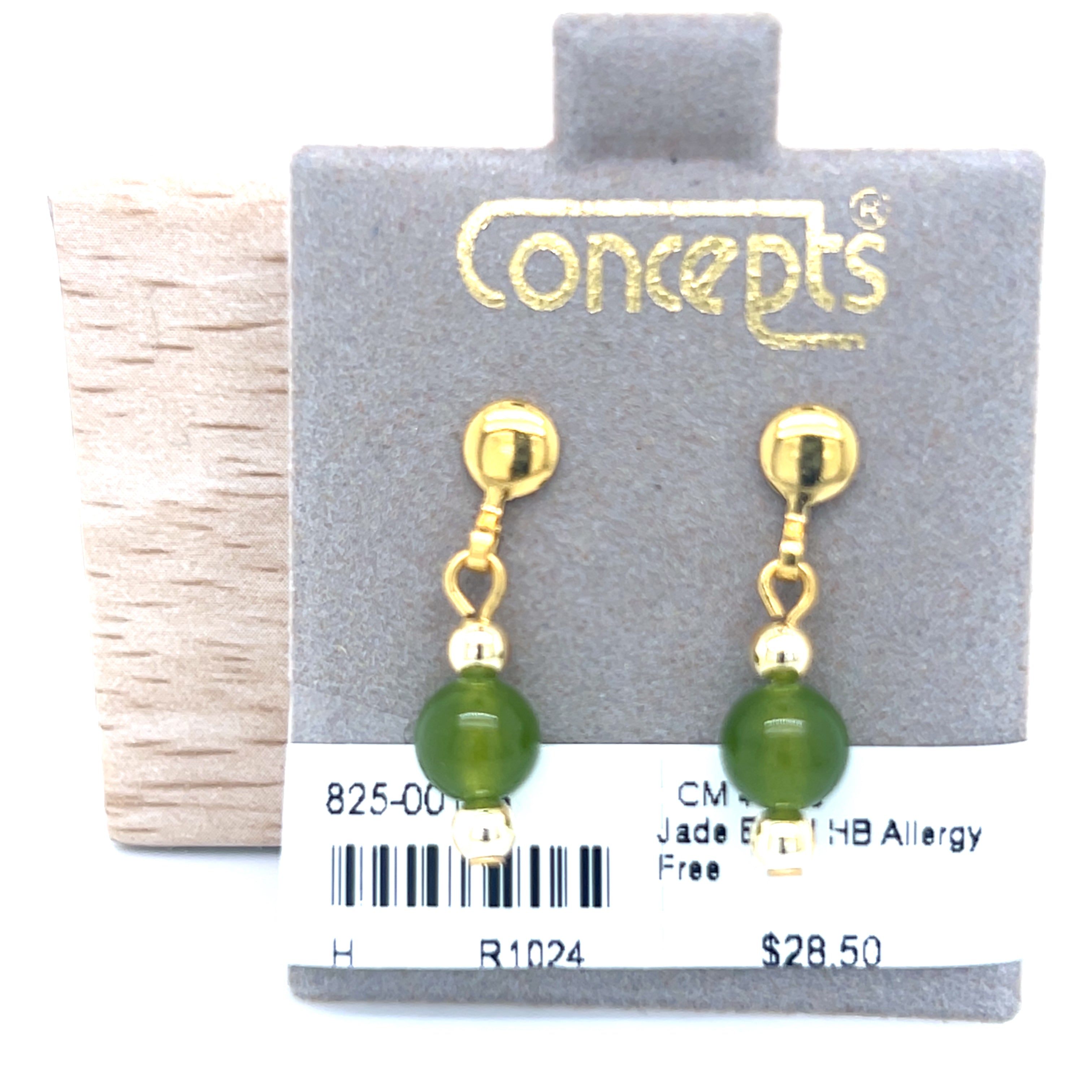 Concepts Jade Bead ~15x6mm Allergy Free Earrings