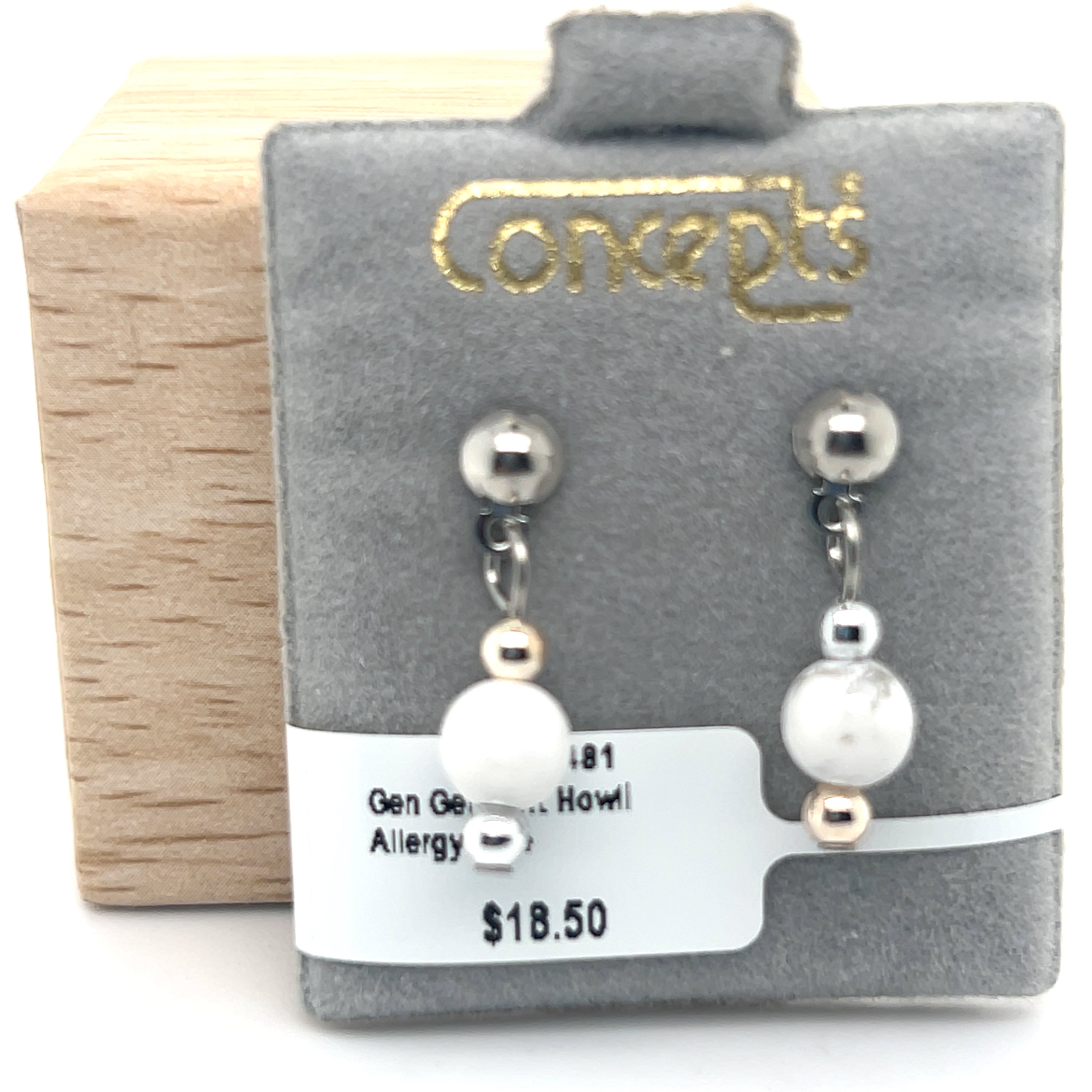 Genuine White Howlite Allergy Free Earrings