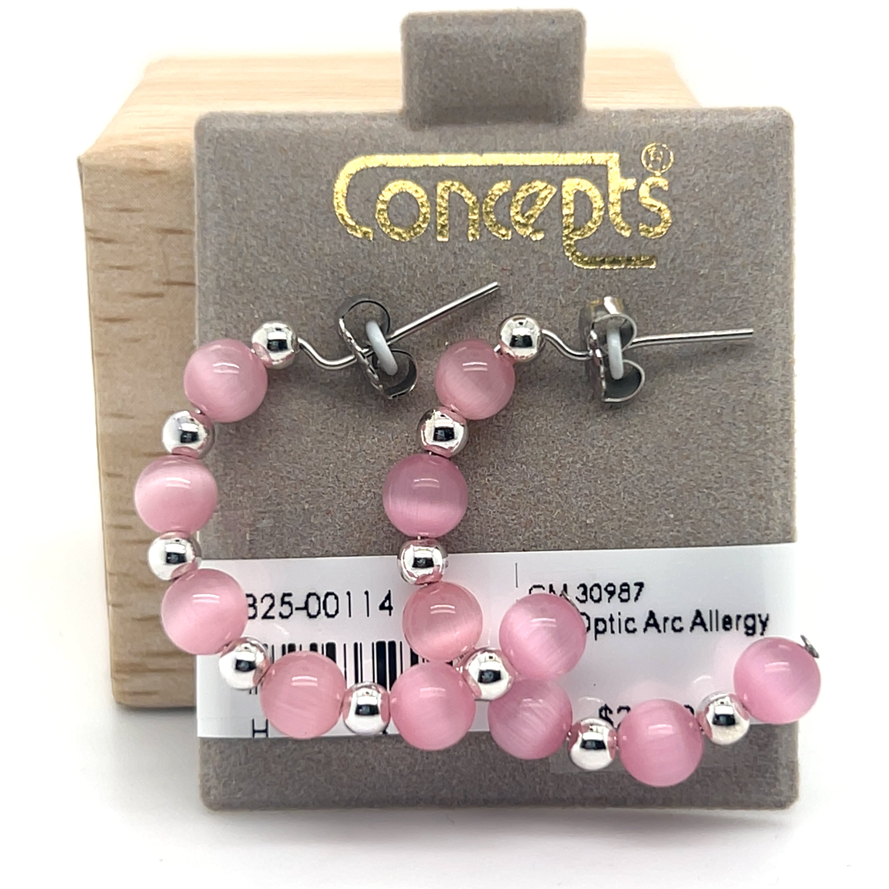 Pink Optic Arc Allergy Free Earrings