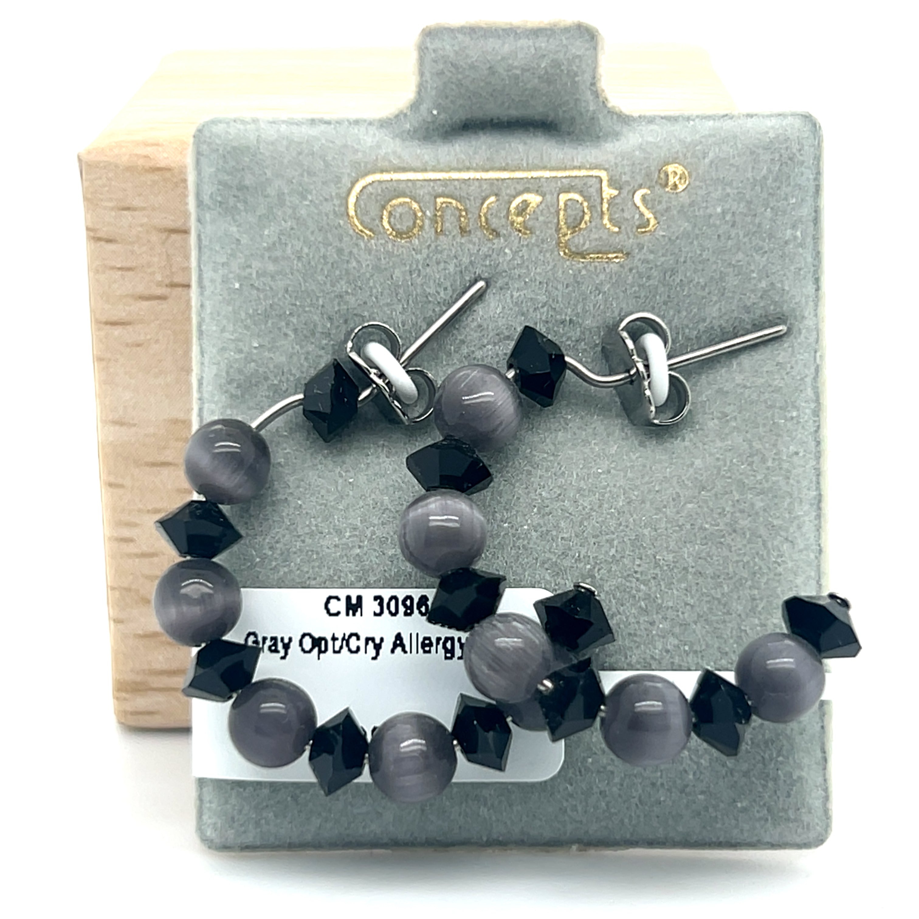 Gray Optical and Black Allergy Free Earrings