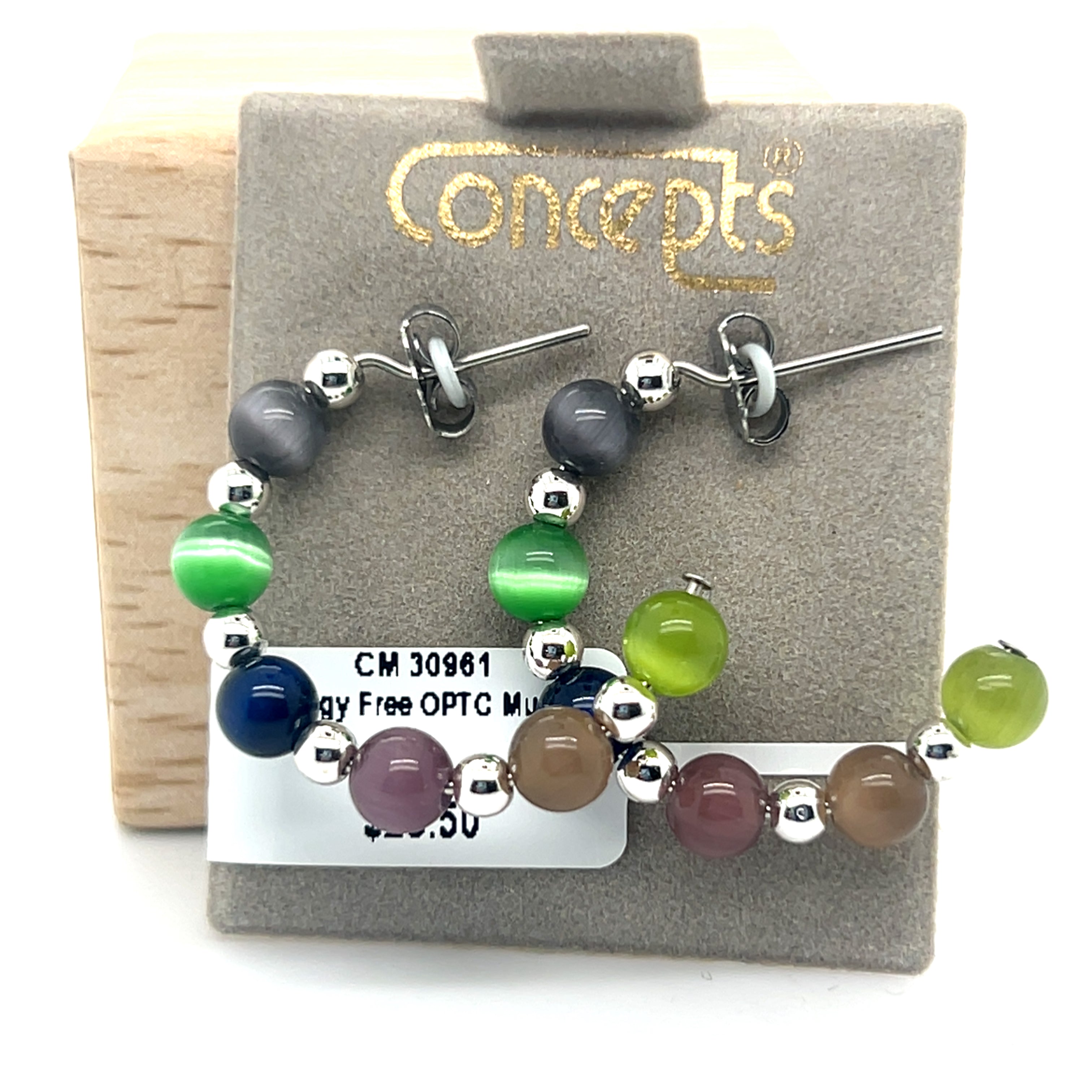 Multi Bead Open Hoop Allergy Free Earrings