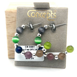 Multi Bead Open Hoop Allergy Free Earrings