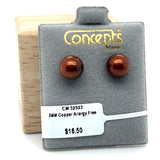 8mm Copper Color Allergy Free Earrings