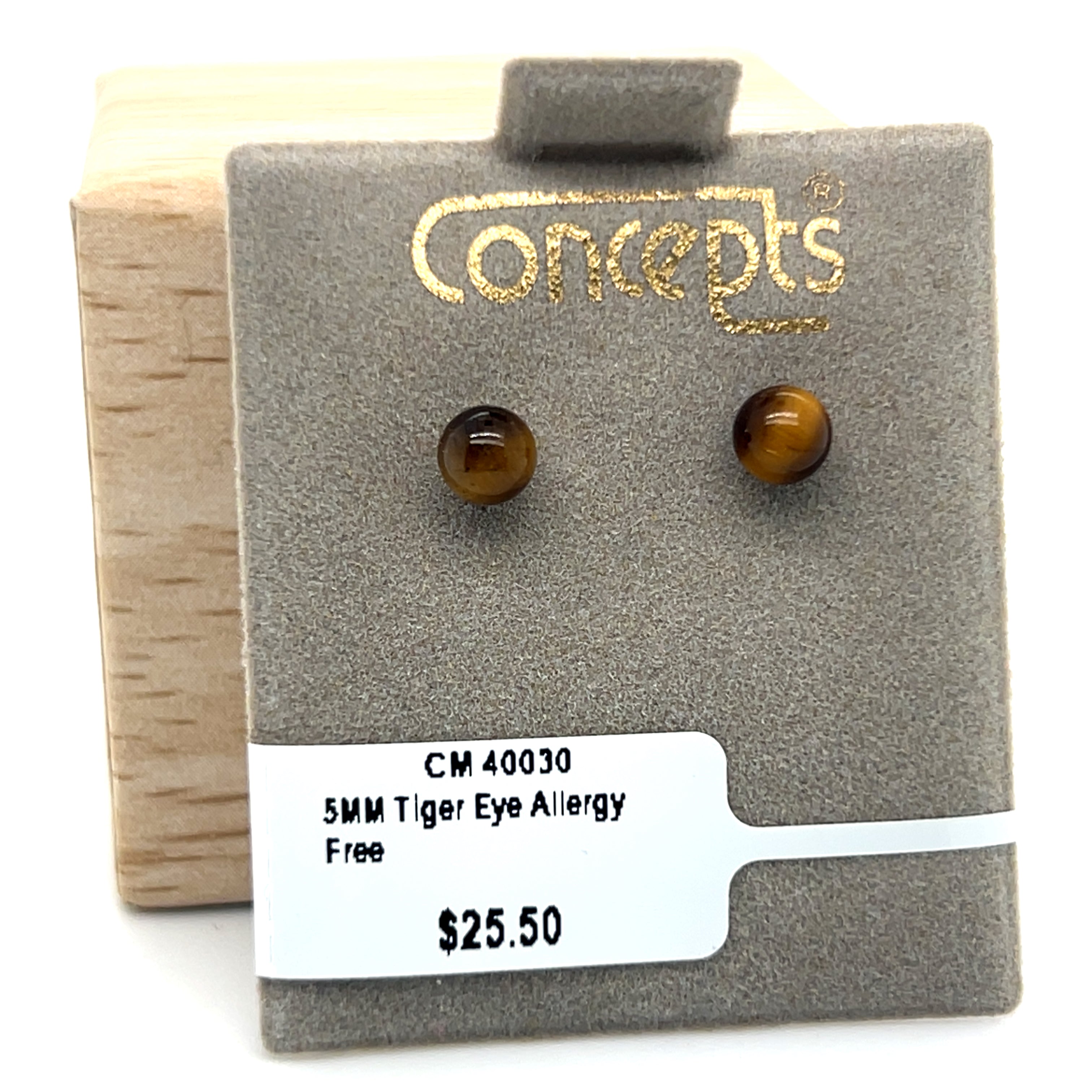 Concepts 5mm Tiger Eye Allergy Free Earrings