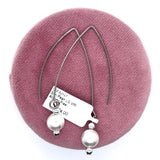 Simulated Pearl Large V Wire Allergy Free Earrings