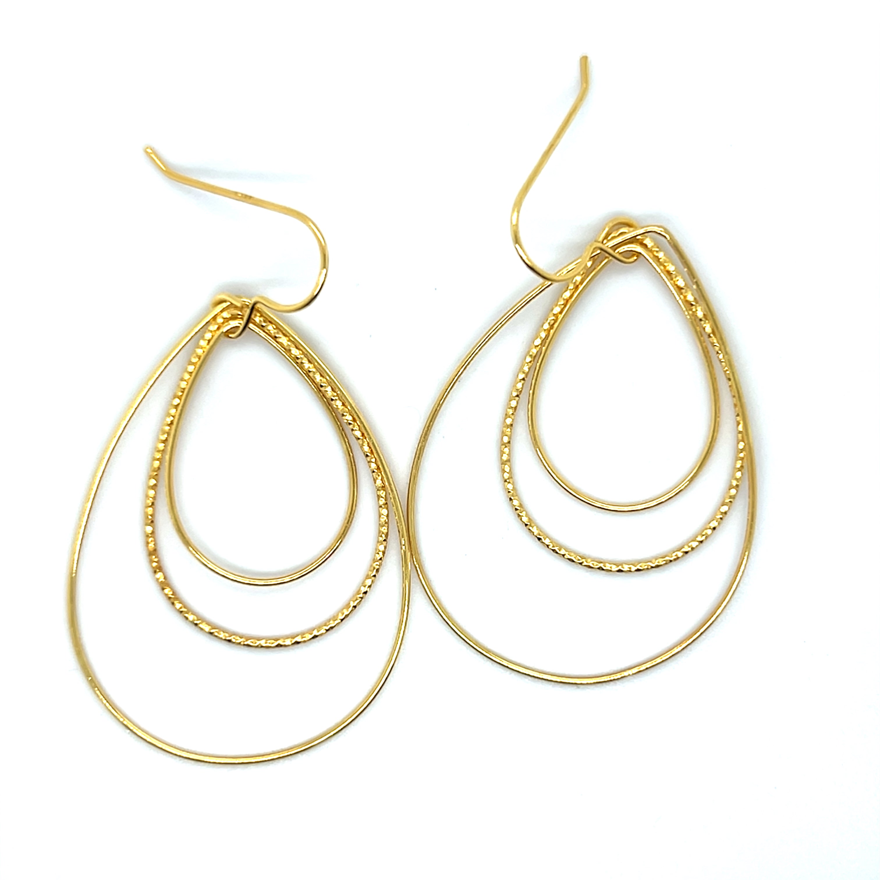 Sterling Silver Yellow Gold Plated Teardrop Earrings