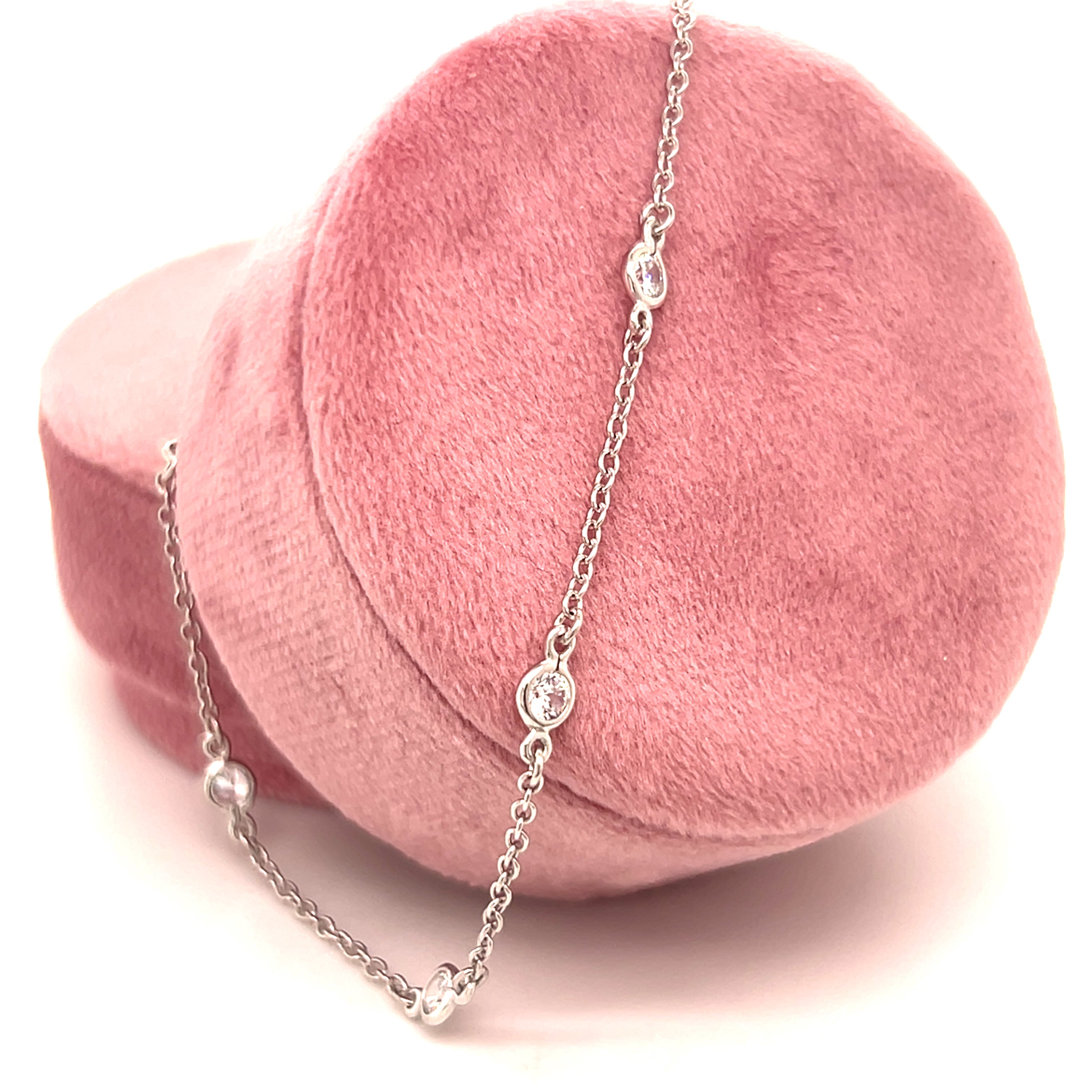 Sterling Silver Clear Cubic Zirconia by the Yard Anklet 9+1"
