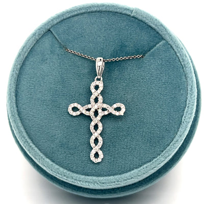 Sterling Silver 0.83CTW Moissanite Fancy Cross Pendant