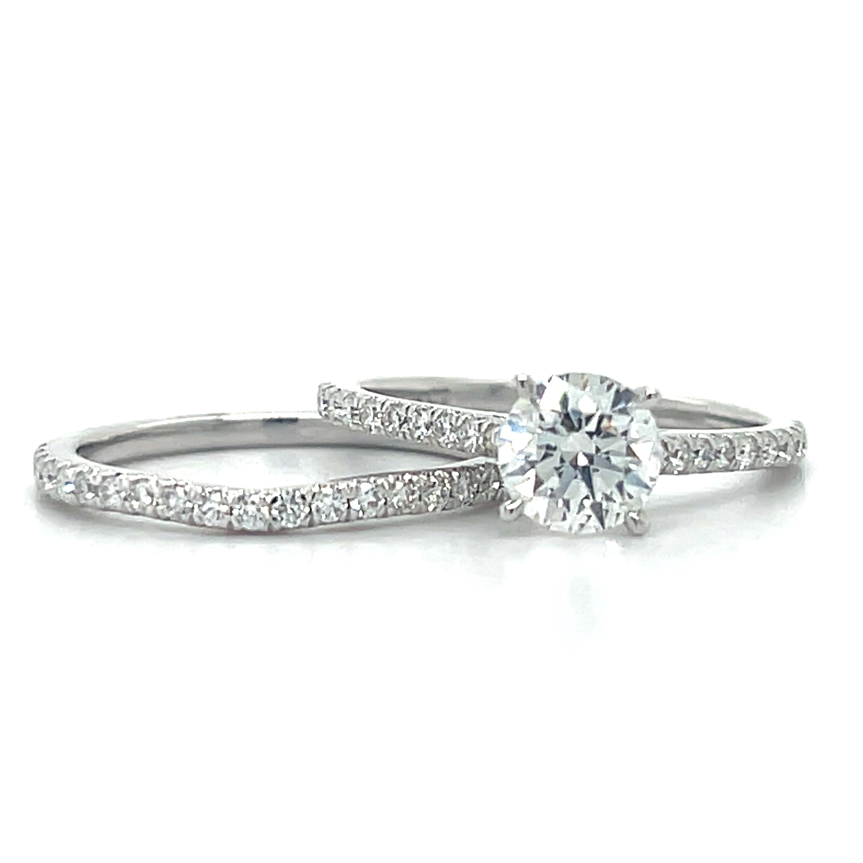 14K White Gold 1.50 Carat Total Weight Lab Grown Diamond Bridal Set with 1CT Center