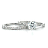 14K White Gold 1.50 Carat Total Weight Lab Grown Diamond Bridal Set with 1CT Center