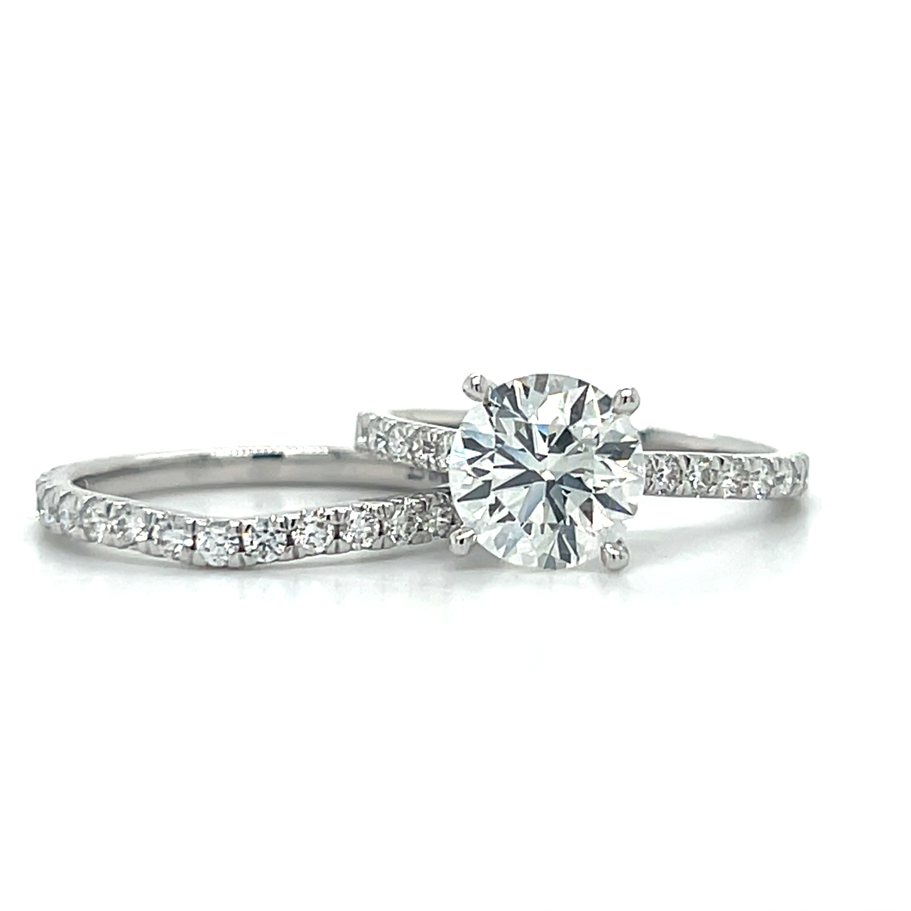 14K White Gold 2.80 Carat Total Weight Lab Grown Diamond Bridal Set with 2CT Center
