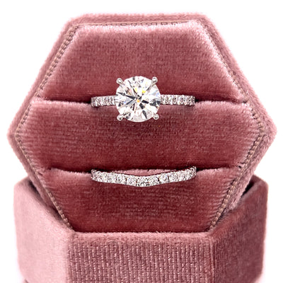 14K White Gold 2.80 Carat Total Weight Lab Grown Diamond Bridal Set with 2CT Center