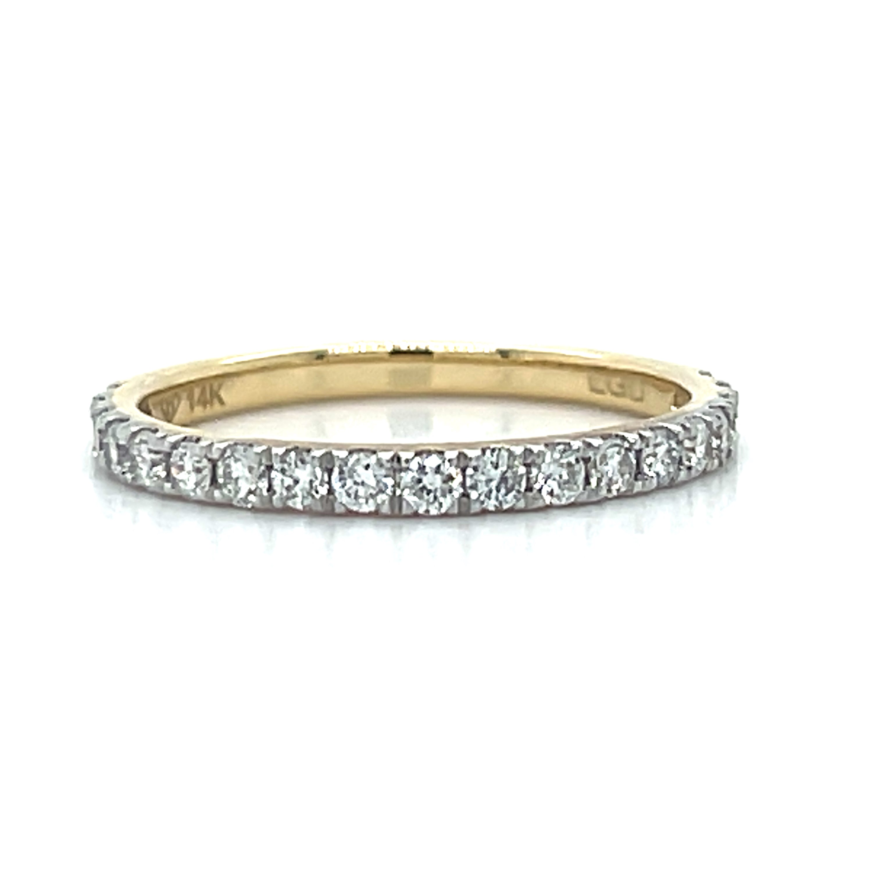 14K Yellow Gold 0.50 Carat Total Weight Round Brilliant Cut Lab Grown Diamond Prong Set Band