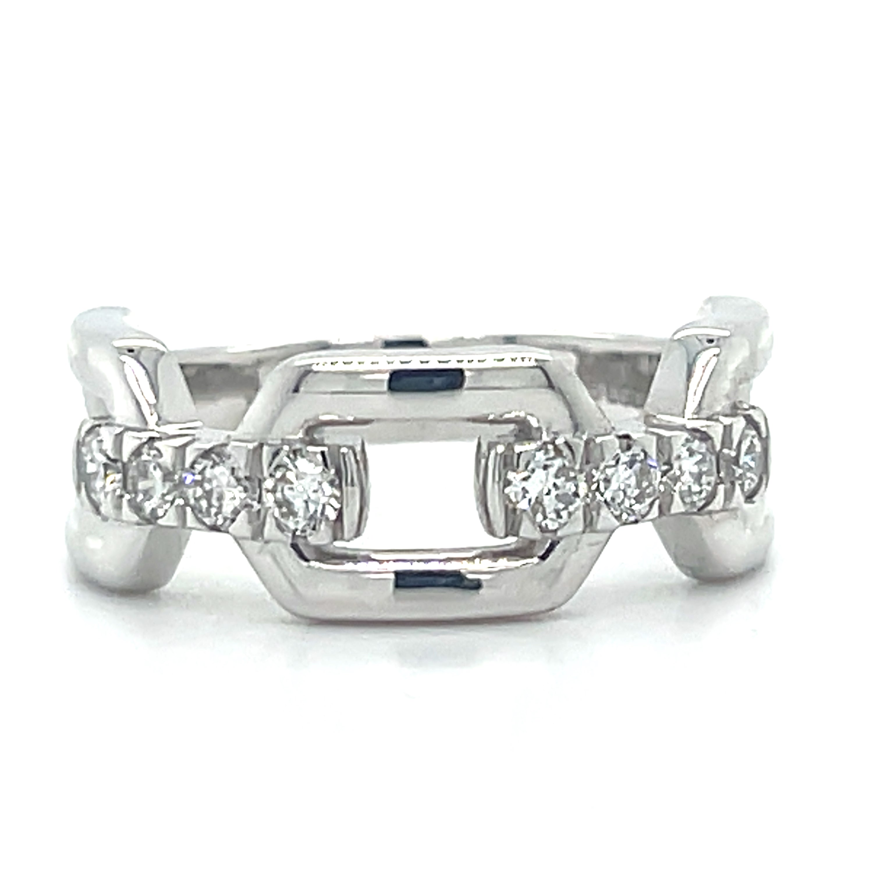Sterling Silver 0.50 Carat Total Weight Lab Grown Diamond Paperclip Link Ring