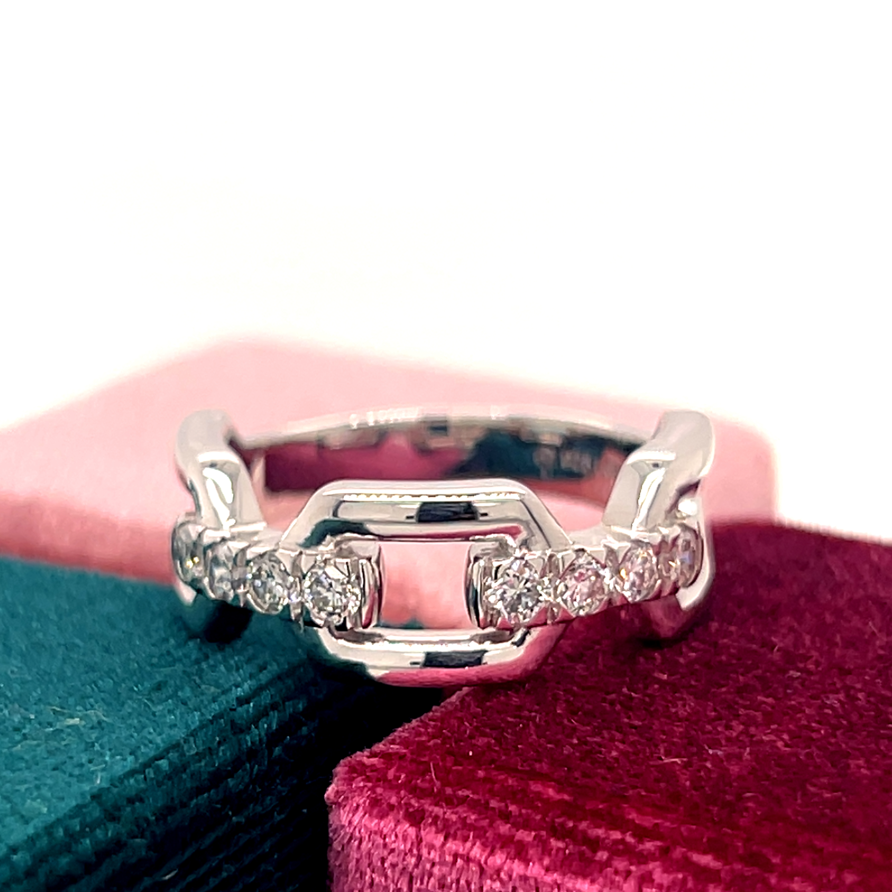 Sterling Silver 0.50 Carat Total Weight Lab Grown Diamond Paperclip Link Ring