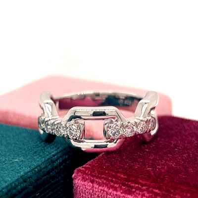 Sterling Silver 0.50 Carat Total Weight Lab Grown Diamond Paperclip Link Ring