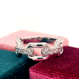 Sterling Silver 0.50 Carat Total Weight Lab Grown Diamond Paperclip Link Ring