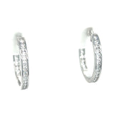 14K White Gold 1.00 Carat Total Weight Lab Grown Diamond Inside-Outside Channel Set Hoop Earrings