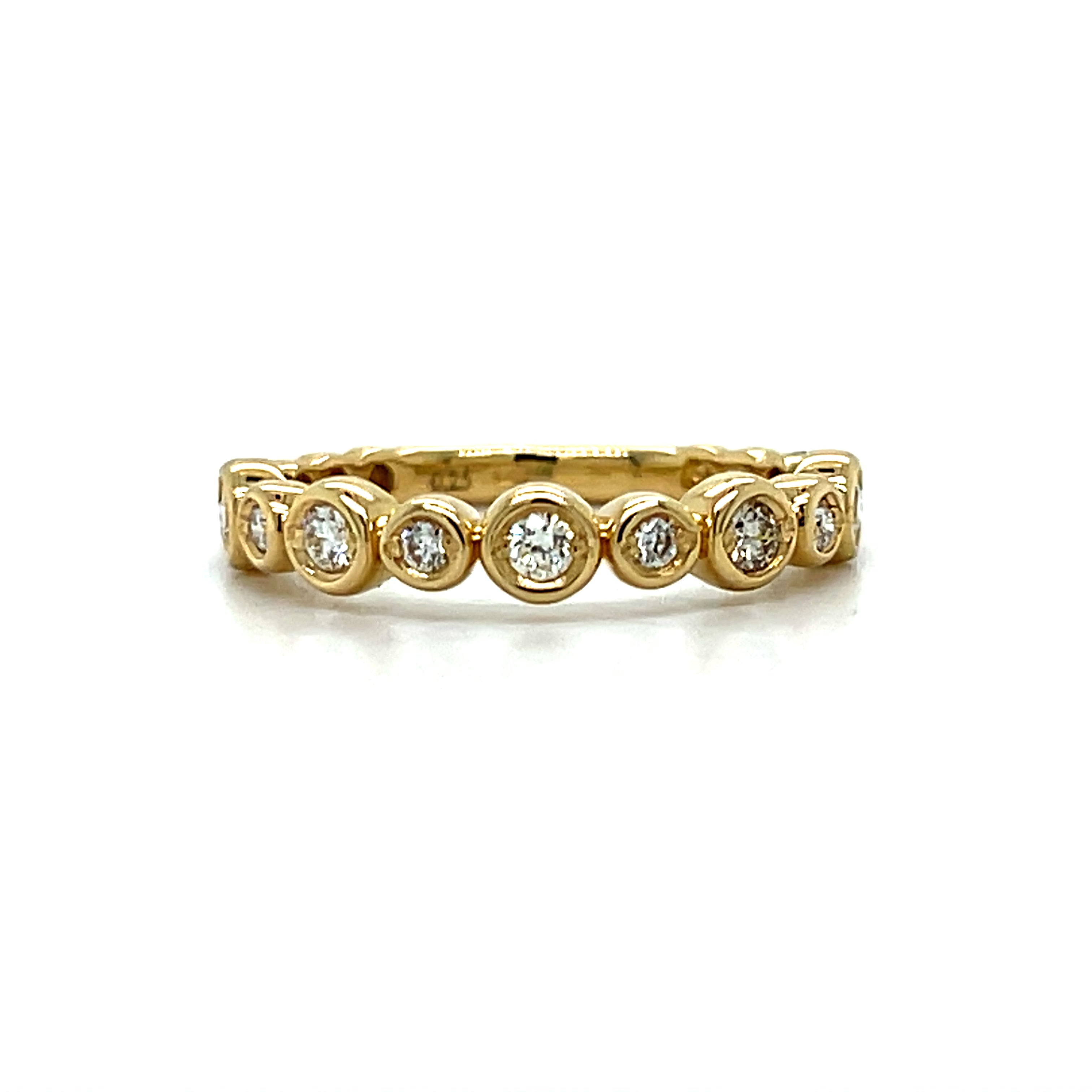 14K Yellow Gold 0.25 Carat Total Weight Round Diamond Wedding Anniversary Stackable Band