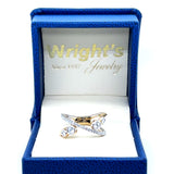 14K Yellow and White Gold 0.20 Carat Total Weight Diamond Criss Cross Fashion Band Ring