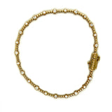 14K Yellow Gold 0.59 Carat Total Weight Diamond and Beaded Link Bracelet 7"