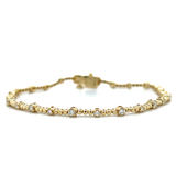 14K Yellow Gold 0.59 Carat Total Weight Diamond and Beaded Link Bracelet 7"