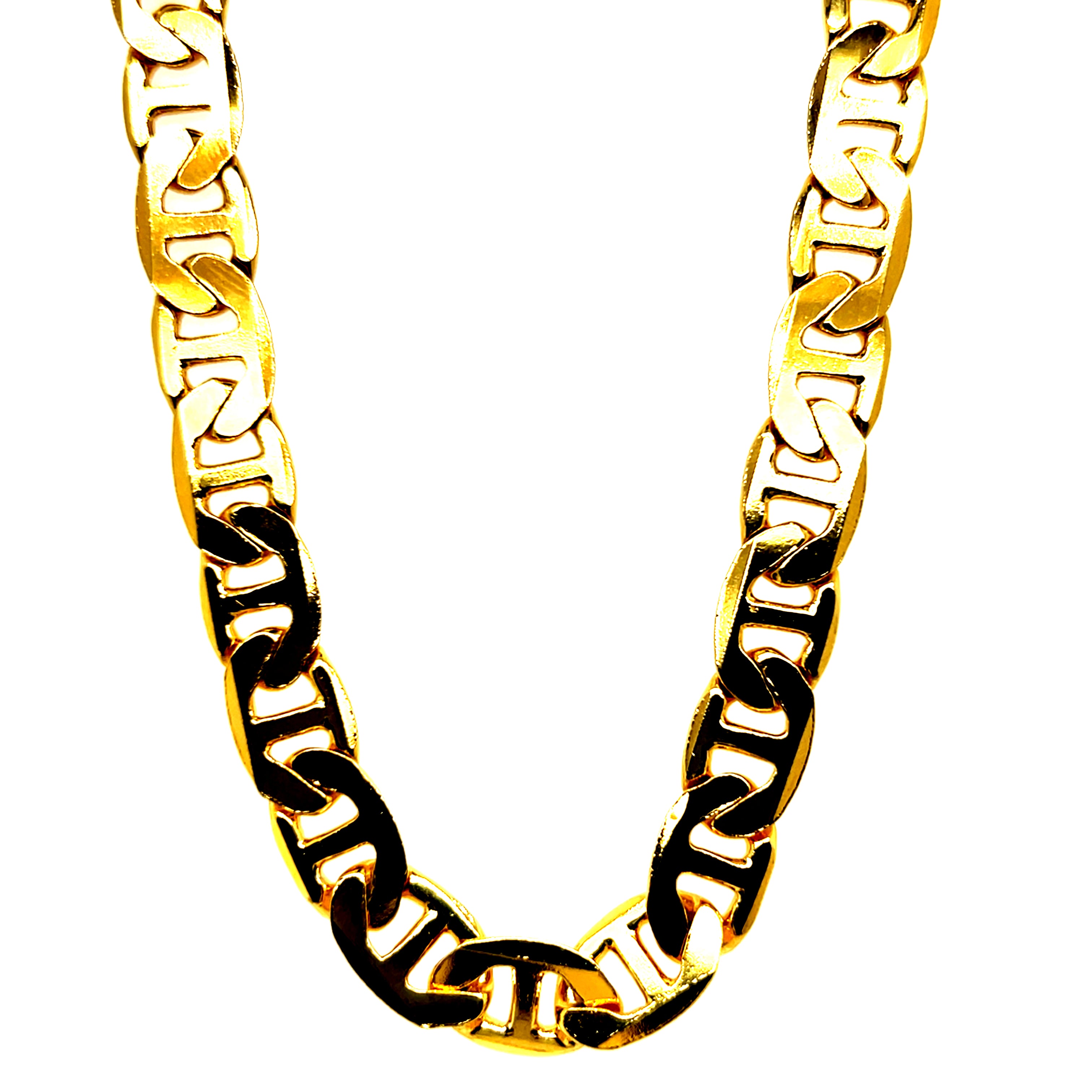 Men's Forever Gold 9mm Heavy Electroplate Mariner Necklace 18"