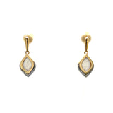 Sterling Silver Gold Vermeil Mother of Pearl and White Sapphire Teardrop Drop Earrings