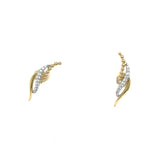 10K Yellow and White Gold .09 Carat Total Weight Diamond Freeform Earrings