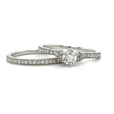 14K White Gold .58 Carat Total Weight Diamond Bridal Engagement Ring Set
