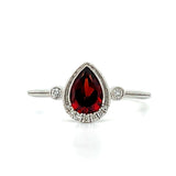 10K White Gold Pear-Shaped Garnet and Diamond Ring