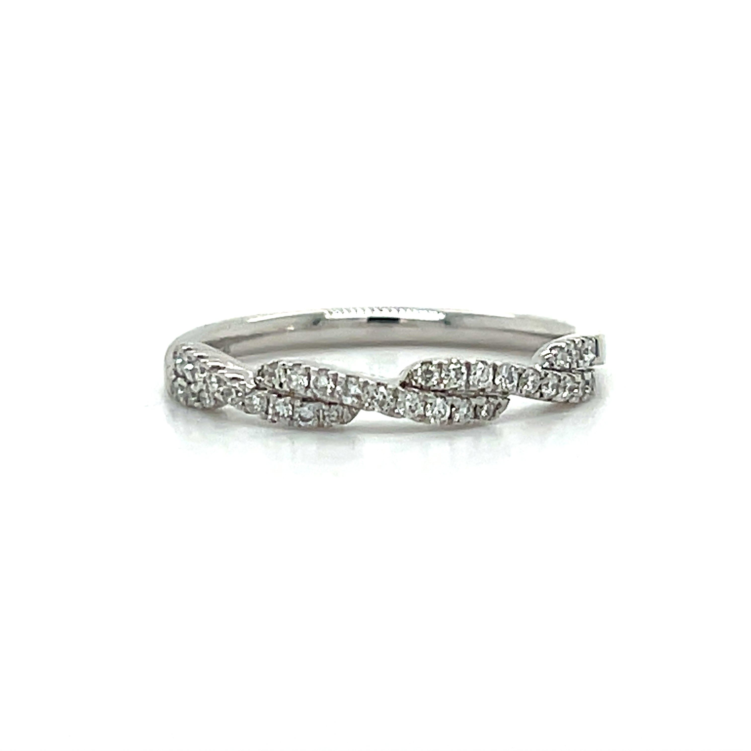 14K White Gold 0.19 Carat Total Weight (33) Diamond Twist Band Ring
