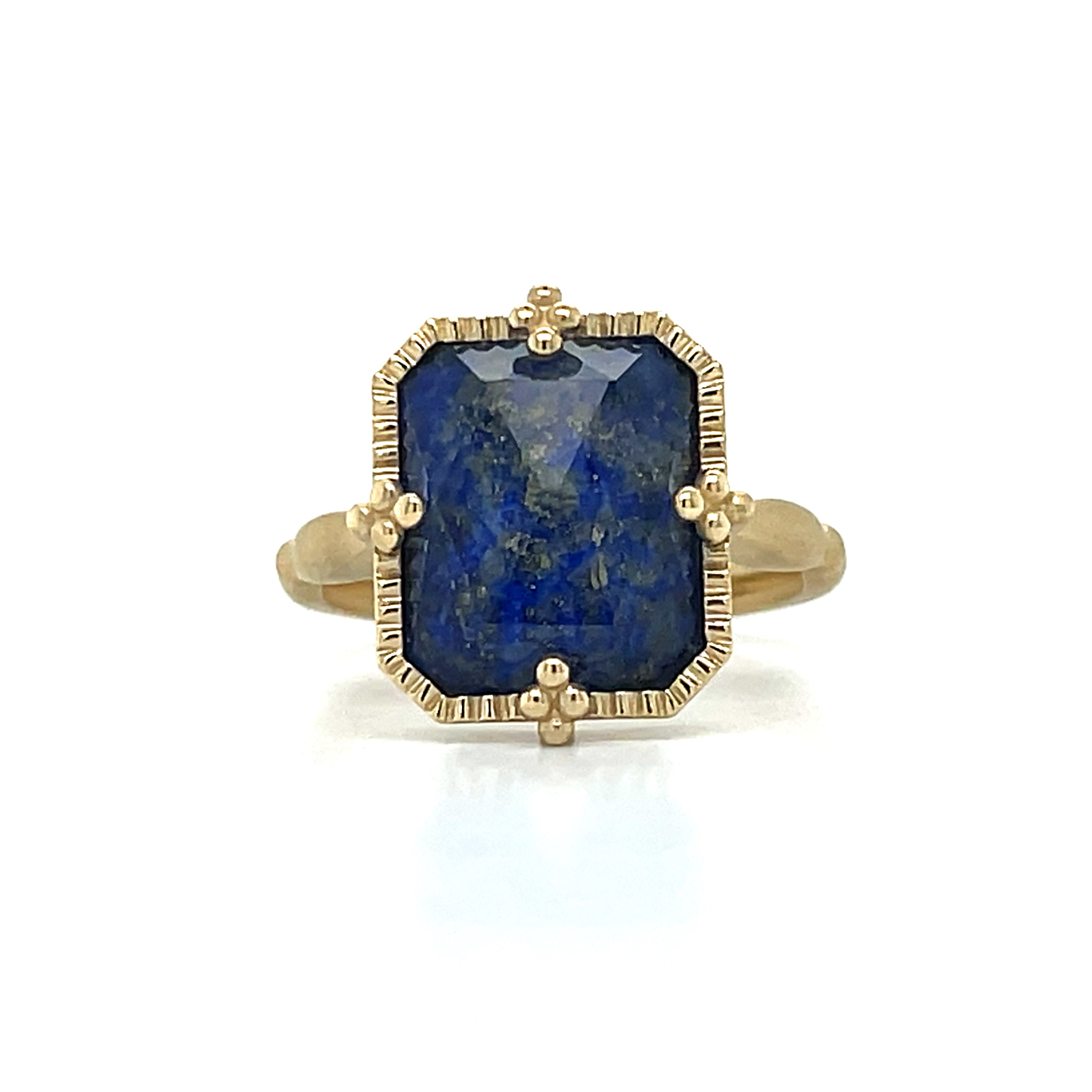 14K Yellow Gold Lapis Etruscan Ring
