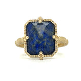 14K Yellow Gold Lapis Etruscan Ring