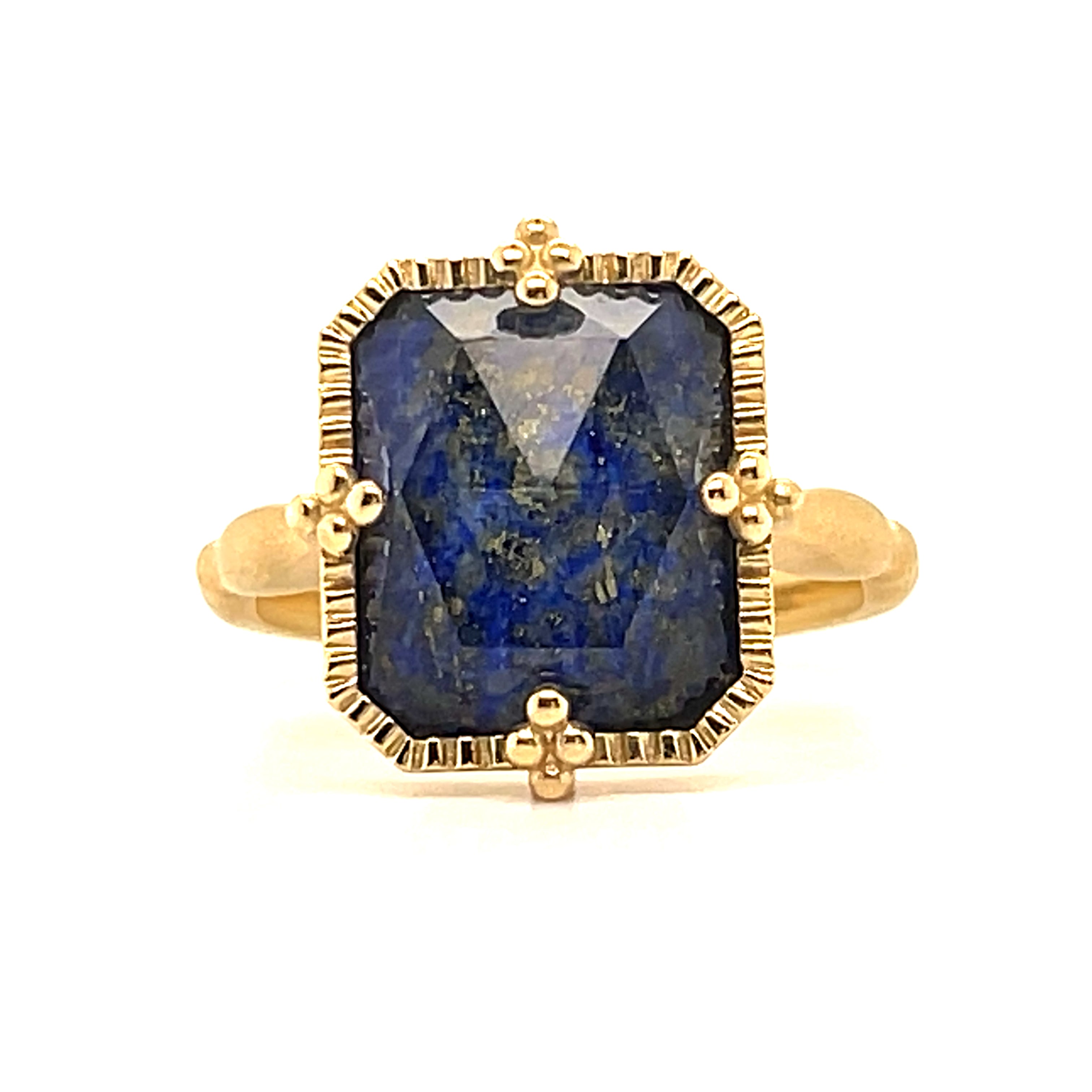 14K Yellow Gold Lapis Etruscan Ring