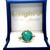 14K Yellow Gold Green Agate Etruscan Ring