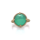14K Yellow Gold Green Agate Etruscan Ring