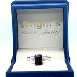 14K White Gold 2.01 Carat Garnet and 0.09 Carat Total Weight (2) Diamond Fashion Ring